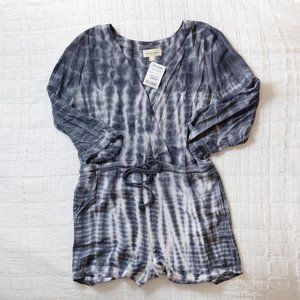 NEW Cloth & Stone Tie-Dyed Blue White Romper Medium